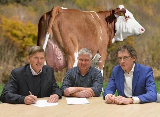 Angus Haslett, CEO van CRV (links), Hans Kerkhof, directeur/eigenaar van Xsires (midden) en Egon Verheijden CFO van CRV vinden dat Xsires en CRV elkaar heel mooi aanvullen.