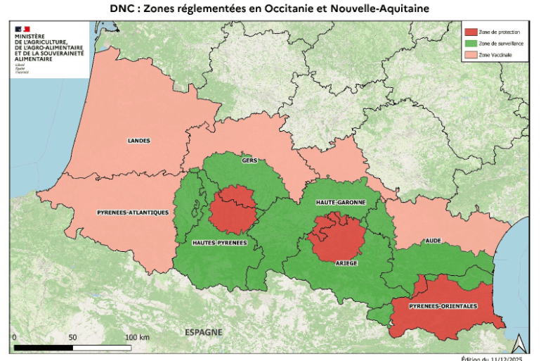 De gereguleerde zone is in Zuid-Frankrijk uitgebreid (bron: Franse ministerie van Landbouw)